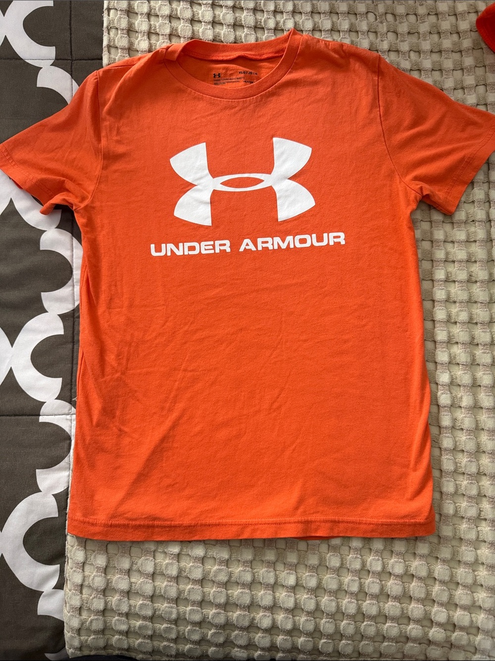 Under Armour youth Orange Crewneck Logo Tee